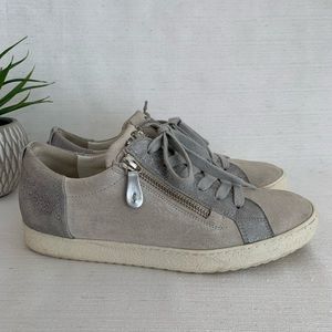 Paul Green Gray Silver Suede Jewelled Lace Up Zipper Sneakers Woman’s AUS4.5 US6